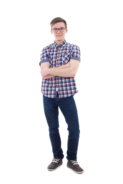 Handsome teenage boy isolated on white background