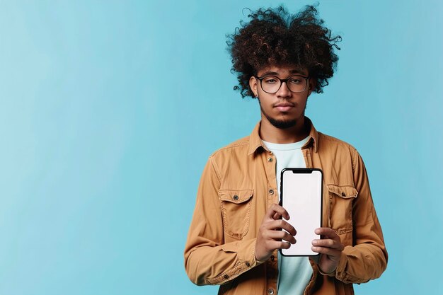 A Handsome young Afro man using mobile phone