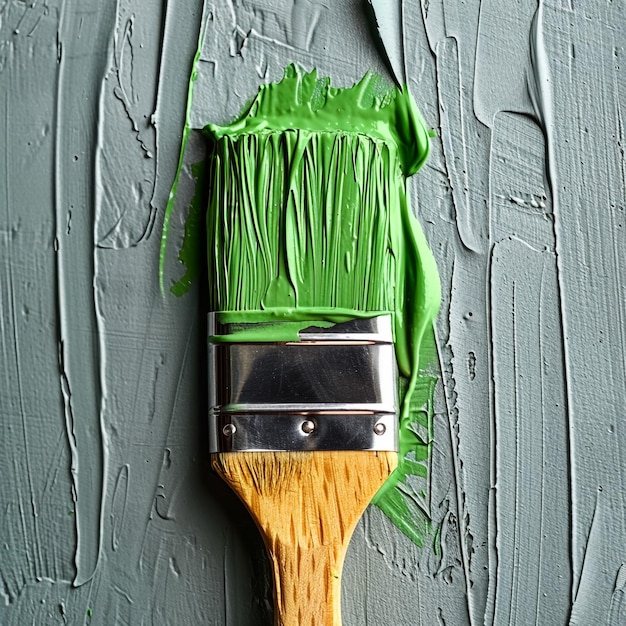 handsome young man paint in blue and green white wall of new home