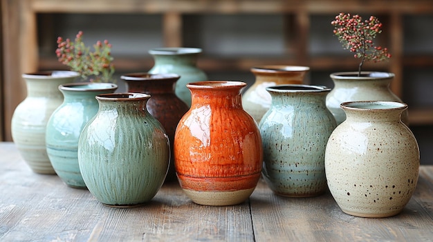 Photo handthrown ceramic pots a beautifully glazed set of artisan ceramics for home decor and display