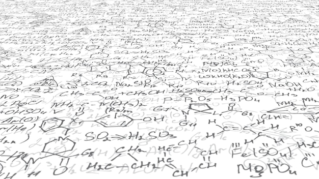 Handwritten formulas background.School background in chemistry.