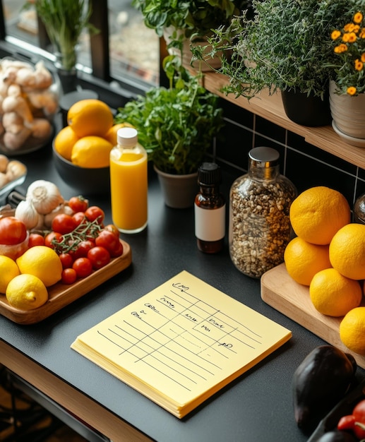 Handwritten Shopping List on Yellow Background Minimalistic