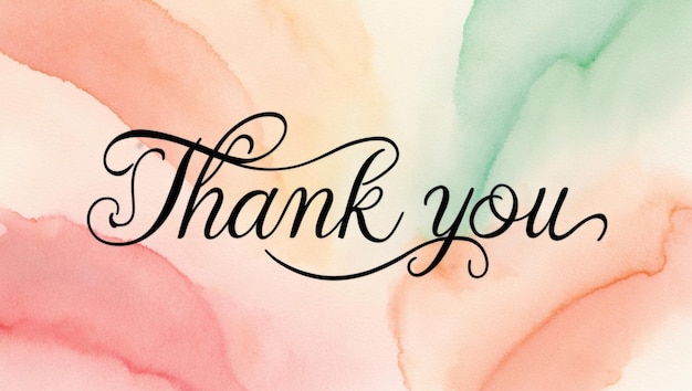 Handwritten Thank You Note on Watercolor Background