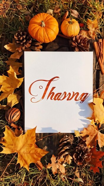 Photo handwritten thanksgiving calligraphy for autumn greeting