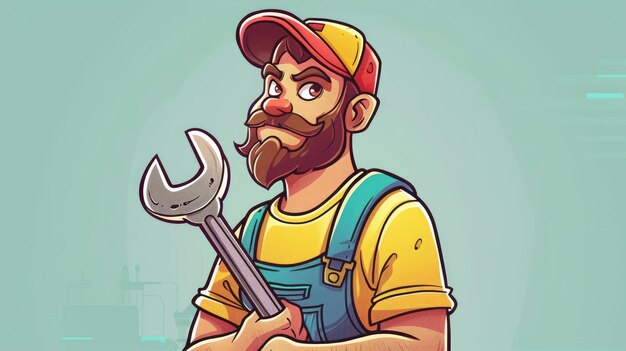 Photo handyman carrying wrench cartoon illustration can be download in vector format for unlimited image size ai generated