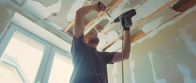 Photo the handyman restoring indoor spaces with precision ar 73