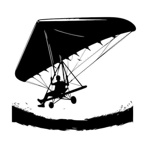 Photo hang glider skydiving silhouette vector illustration