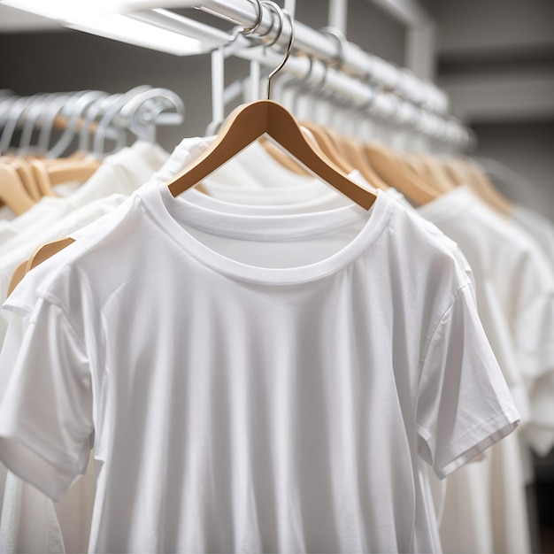 A hanger displaying a white top and white shorts presented as a mockup