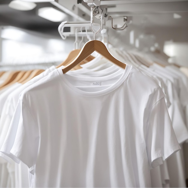 A hanger displaying a white top and white shorts presented as a mockup