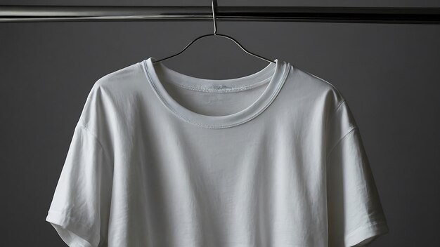 A hanger displaying a white top and white shorts presented as a mockup