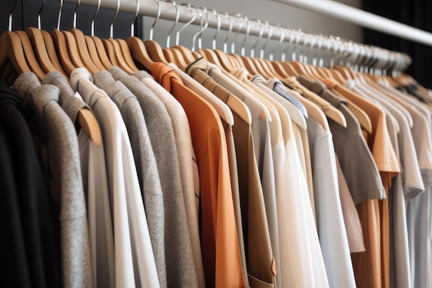 Hangers overflowing with clothing on fastfashion store rack