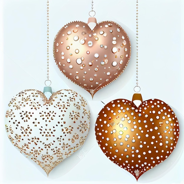 Hanging Balls Decorated with Heart Tree Snowflake