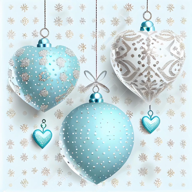 Hanging Balls Decorated with Heart Tree Snowflake