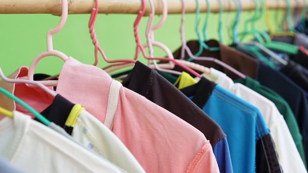 Hanging colorful clothes