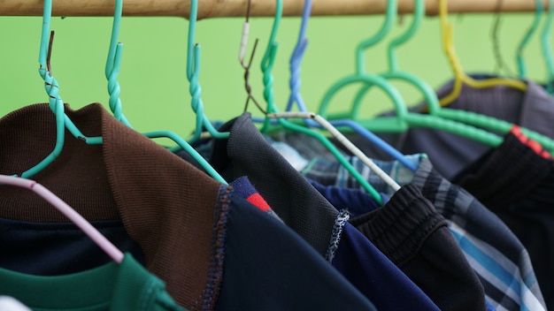 Hanging colorful clothes