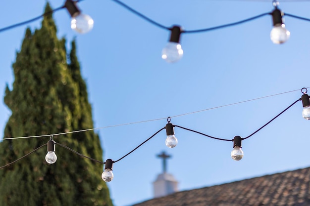 Hanging lightbulbs with wire