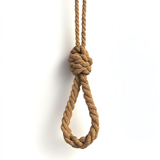 Photo hanging noose realistic isolated on a white background