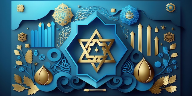 Hanukkah celebration scene for festival Jewish holiday Hanukkah background with traditional symbol