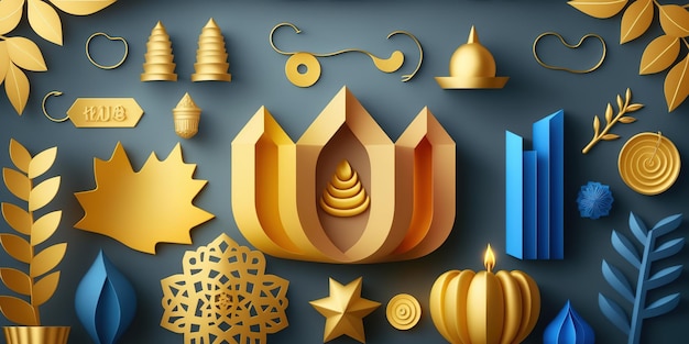 Hanukkah celebration scene for festival Jewish holiday Hanukkah background with traditional symbol