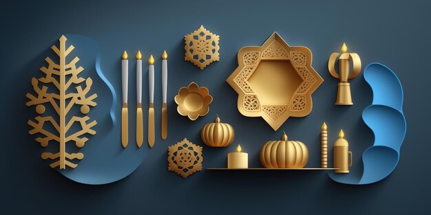 Hanukkah celebration scene for festival Jewish holiday Hanukkah background with traditional symbol