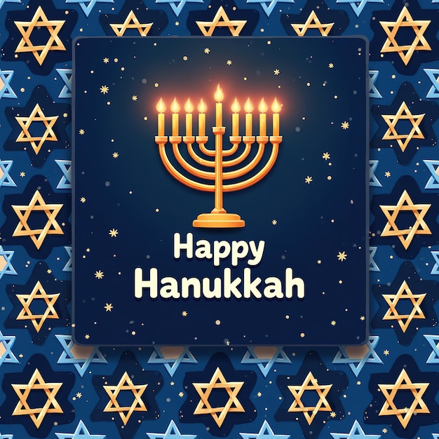 Photo hanukkah greeting with menorah and star of david pattern