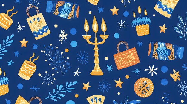 Photo hanukkahthemed seamless pattern for festive design projects