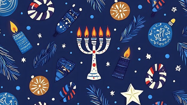 Photo hanukkahthemed seamless pattern for festive design projects