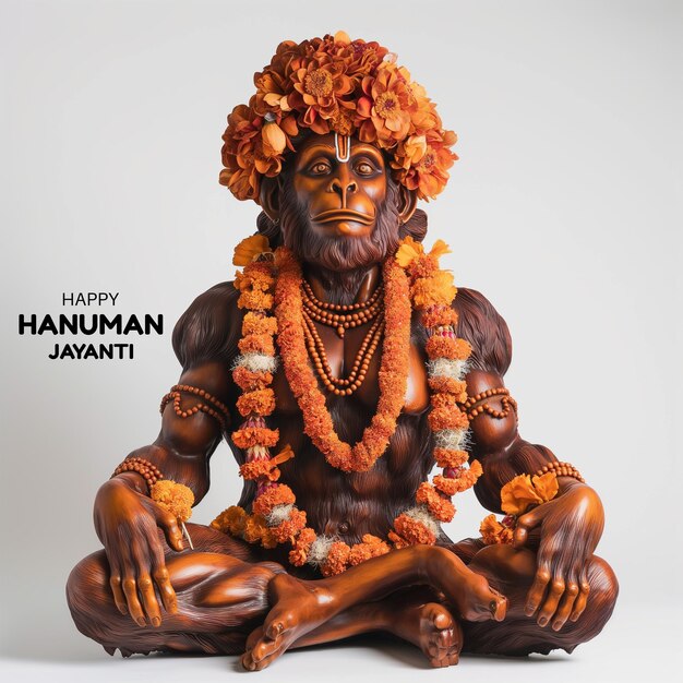 Hanuman Jayanti design an illustration with a garland of marigolds