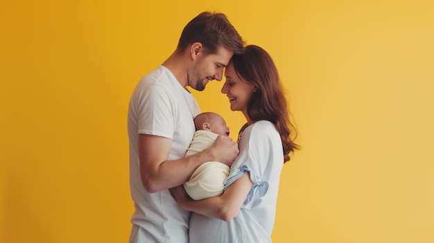 the happiness of father and mother welcoming the new born family