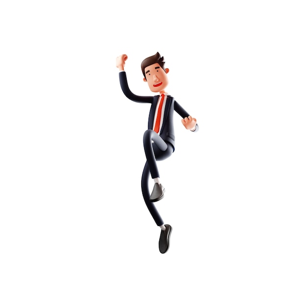 Happy 3D Male Cartoon show jumping pose