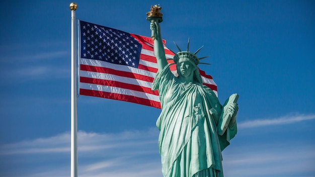 Happy 4th of July independence day USA banner template with firework and USA cityscape