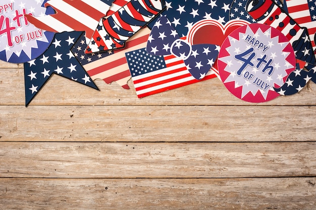 Happy 4th July ornament on wooden background