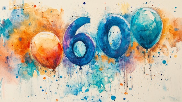 Photo happy 60th anniversary watercolor poster