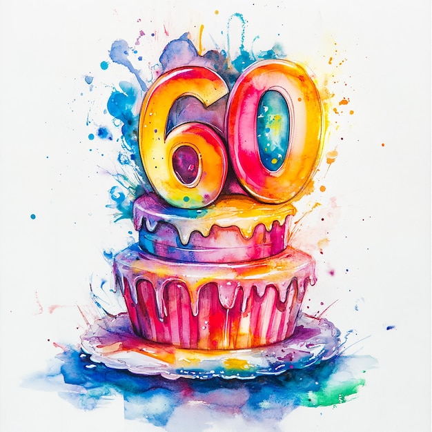 Photo happy 60th anniversary watercolor poster