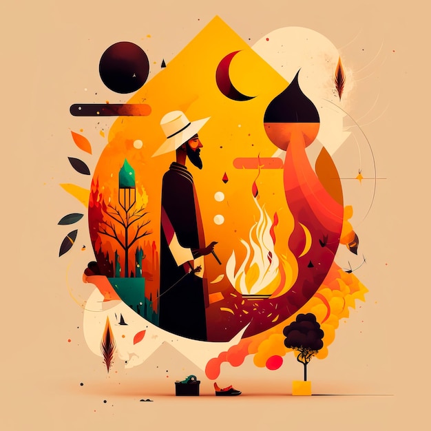 Happy abstract Lohri illustration background for Punjabi festival