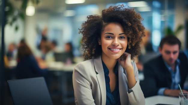 Happy African American businesswoman