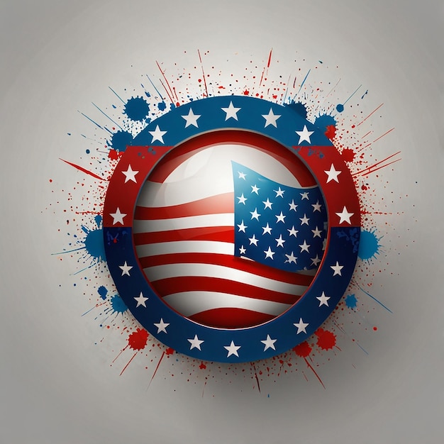 Happy America Independent Day logo for social media US flag on white background US flag poster