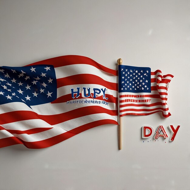 Photo happy america independent day logo for social media us flag on white background us flag poster