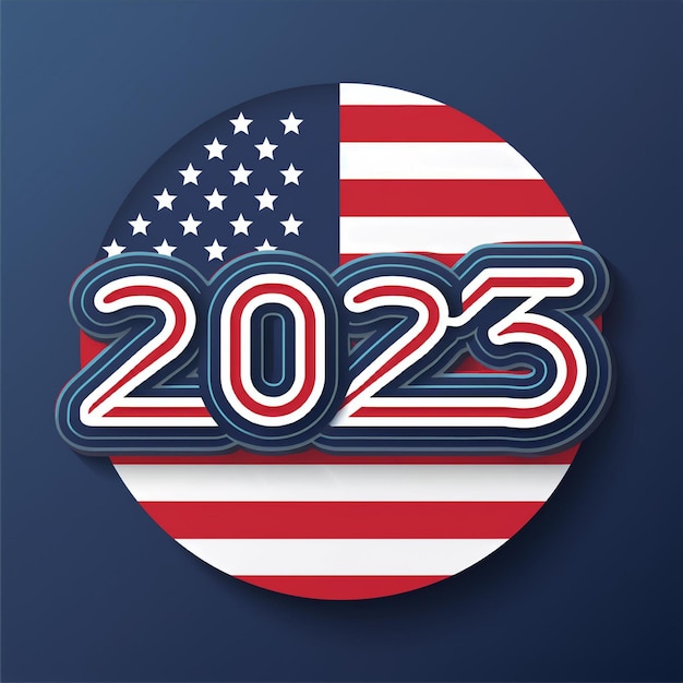 Happy america new year 2025 cut style on color background