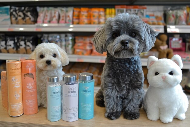 Photo happy animals in pet store photo