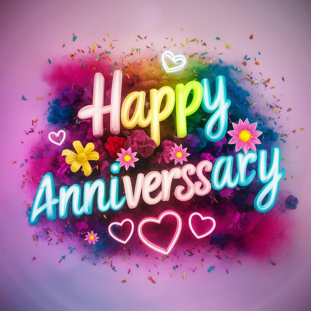 happy anniversary 3d rendering effect