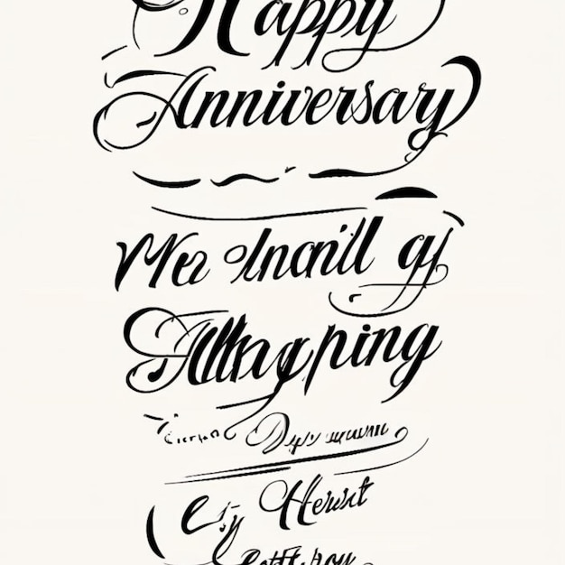 Photo happy anniversary calligraphy hand lettering isolated on verities colorful wedding anniversary