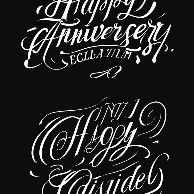 Photo happy anniversary calligraphy hand lettering isolated on verities colorful wedding anniversary