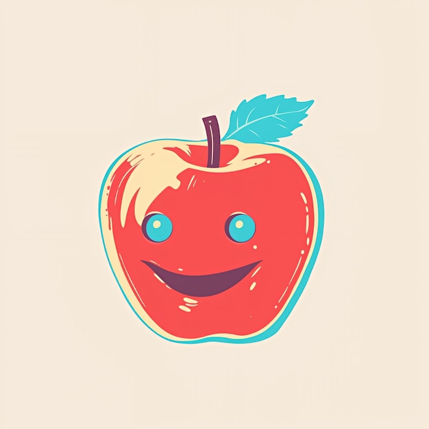 Photo happy apple cartoon illustration