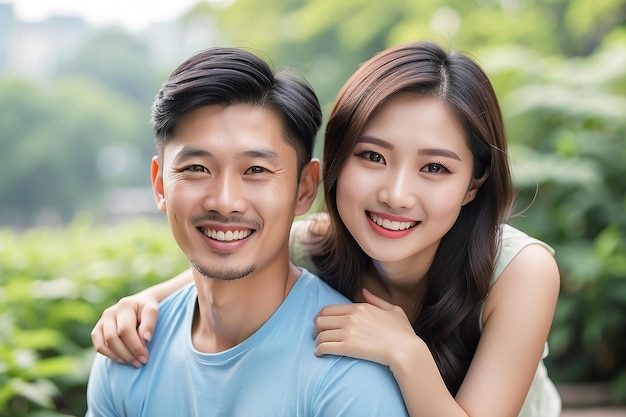 Happy Asian Couple Smiling