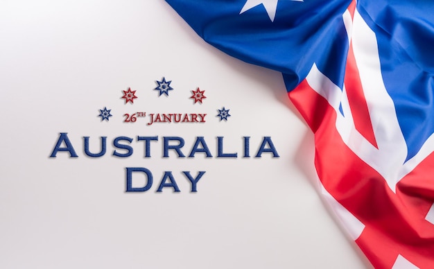 Happy Australia day concept. Australian flag against white background. 26 January.