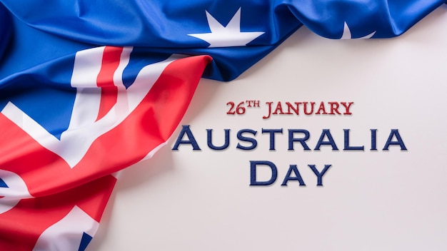 Happy Australia day concept Australian flag and the text against white background 26 January