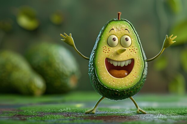 Photo happy avocado cartoon