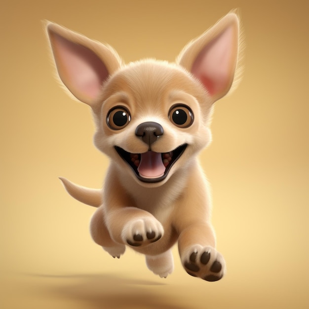 Happy Baby Chihuahua Running Realistic 3d Render