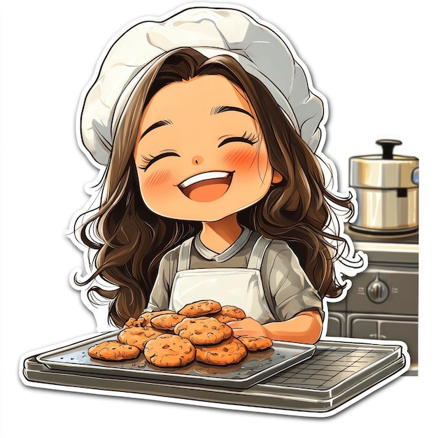 Happy Baker Girl with Freshly